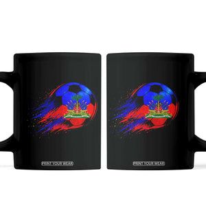Haitian Flag Soccer Ball Splatter Graphic Coffee Mug Haiti Football Sports Fan TS02 Black Print Your Wear