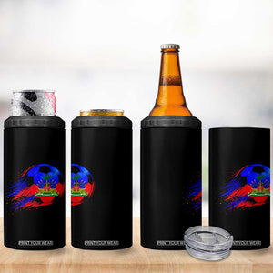 Haitian Flag Soccer Ball Splatter Graphic 4 in 1 Can Cooler Tumbler Haiti Football Sports Fan TS02 Print Your Wear