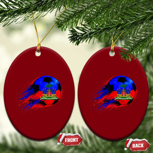 Haitian Flag Soccer Ball Splatter Graphic Ceramic Ornament Haiti Football Sports Fan TS02 Print Your Wear