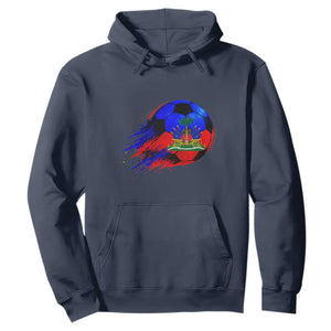Haitian Flag Soccer Ball Splatter Graphic Hoodie Haiti Football Sports Fan TS02 Navy Print Your Wear