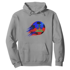 Haitian Flag Soccer Ball Splatter Graphic Hoodie Haiti Football Sports Fan TS02 Sport Gray Print Your Wear