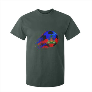 Haitian Flag Soccer Ball Splatter Graphic T Shirt For Kid Haiti Football Sports Fan TS02 Dark Forest Green Print Your Wear