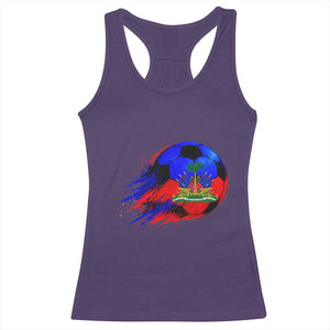 Haitian Flag Soccer Ball Splatter Graphic Racerback Tank Top Haiti Football Sports Fan TS02 Purple Print Your Wear