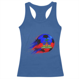 Haitian Flag Soccer Ball Splatter Graphic Racerback Tank Top Haiti Football Sports Fan TS02 Royal Blue Print Your Wear