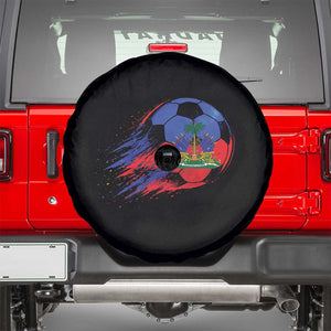 Haitian Flag Soccer Ball Splatter Graphic Spare Tire Cover Haiti Football Sports Fan TS02 Black Print Your Wear