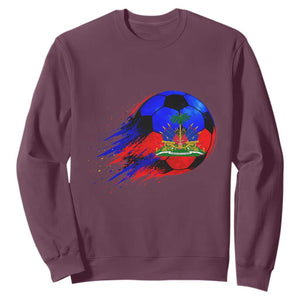 Haitian Flag Soccer Ball Splatter Graphic Sweatshirt Haiti Football Sports Fan TS02 Maroon Print Your Wear