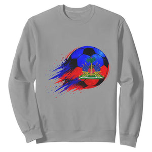 Haitian Flag Soccer Ball Splatter Graphic Sweatshirt Haiti Football Sports Fan TS02 Sport Gray Print Your Wear