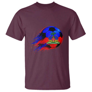 Haitian Flag Soccer Ball Splatter Graphic T Shirt Haiti Football Sports Fan TS02 Maroon Print Your Wear
