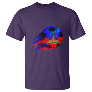 Haitian Flag Soccer Ball Splatter Graphic T Shirt Haiti Football Sports Fan TS02 Purple Print Your Wear