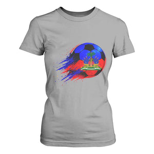 Haitian Flag Soccer Ball Splatter Graphic T Shirt For Women Haiti Football Sports Fan TS02 Sport Gray Print Your Wear
