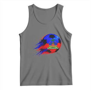 Haitian Flag Soccer Ball Splatter Graphic Tank Top Haiti Football Sports Fan TS02 Black Heather Print Your Wear