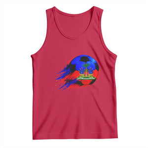Haitian Flag Soccer Ball Splatter Graphic Tank Top Haiti Football Sports Fan TS02 Red Print Your Wear