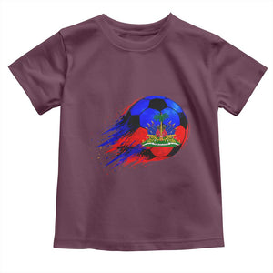Haitian Flag Soccer Ball Splatter Graphic Toddler T Shirt Haiti Football Sports Fan TS02 Maroon Print Your Wear