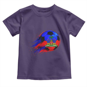 Haitian Flag Soccer Ball Splatter Graphic Toddler T Shirt Haiti Football Sports Fan TS02 Purple Print Your Wear
