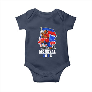 Mondyal 2026 Haiti Soccer Player Victory Celebration Graphic Baby Onesie Haitian Flag Football Sports Fan TS02 Navy Print Your Wear