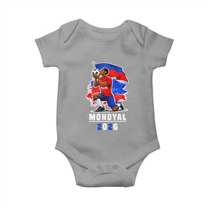 Mondyal 2026 Haiti Soccer Player Victory Celebration Graphic Baby Onesie Haitian Flag Football Sports Fan TS02 Sport Gray Print Your Wear