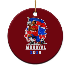 Mondyal 2026 Haiti Soccer Player Victory Celebration Graphic Ceramic Ornament Haitian Flag Football Sports Fan TS02 1pc Red Print Your Wear