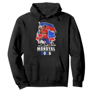 Mondyal 2026 Haiti Soccer Player Victory Celebration Graphic Hoodie Haitian Flag Football Sports Fan TS02 Black Print Your Wear