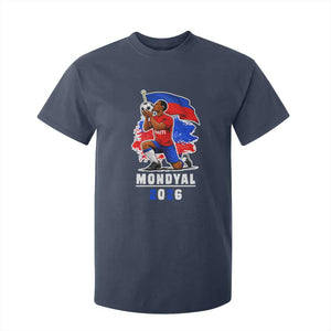 Mondyal 2026 Haiti Soccer Player Victory Celebration Graphic T Shirt For Kid Haitian Flag Football Sports Fan TS02 Navy Print Your Wear