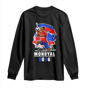 Mondyal 2026 Haiti Soccer Player Victory Celebration Graphic Long Sleeve Shirt Haitian Flag Football Sports Fan TS02 Black Print Your Wear