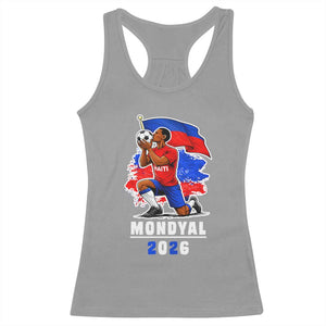 Mondyal 2026 Haiti Soccer Player Victory Celebration Graphic Racerback Tank Top Haitian Flag Football Sports Fan TS02 Sport Gray Print Your Wear