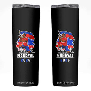 Mondyal 2026 Haiti Soccer Player Victory Celebration Graphic Skinny Tumbler Haitian Flag Football Sports Fan TS02 Black Print Your Wear