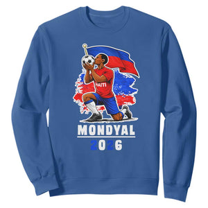 Mondyal 2026 Haiti Soccer Player Victory Celebration Graphic Sweatshirt Haitian Flag Football Sports Fan TS02 Royal Blue Print Your Wear