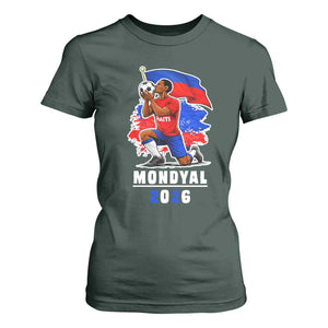 Mondyal 2026 Haiti Soccer Player Victory Celebration Graphic T Shirt For Women Haitian Flag Football Sports Fan TS02 Dark Forest Green Print Your Wear