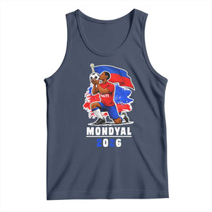 Mondyal 2026 Haiti Soccer Player Victory Celebration Graphic Tank Top Haitian Flag Football Sports Fan TS02 Navy Print Your Wear