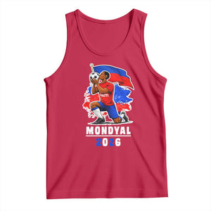 Mondyal 2026 Haiti Soccer Player Victory Celebration Graphic Tank Top Haitian Flag Football Sports Fan TS02 Red Print Your Wear