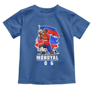 Mondyal 2026 Haiti Soccer Player Victory Celebration Graphic Toddler T Shirt Haitian Flag Football Sports Fan TS02 Royal Blue Print Your Wear
