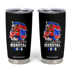 Mondyal 2026 Haiti Soccer Player Victory Celebration Graphic Tumbler Cup Haitian Flag Football Sports Fan TS02 Black Print Your Wear
