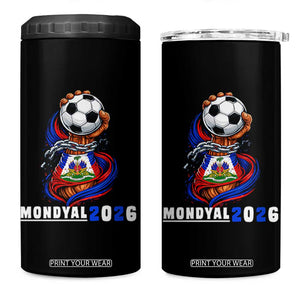 Mondyal 2026 Haiti Freedom Fist Broken Chains Soccer Graphic 4 in 1 Can Cooler Tumbler Haitian Flag Football Sports Fan TS02 One Size: 16 oz Black Print Your Wear