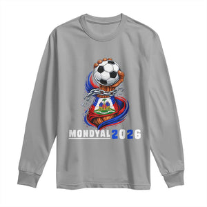 Mondyal 2026 Haiti Freedom Fist Broken Chains Soccer Graphic Long Sleeve Shirt Haitian Flag Football Sports Fan TS02 Sport Gray Print Your Wear