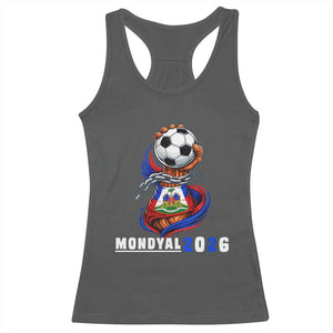 Mondyal 2026 Haiti Freedom Fist Broken Chains Soccer Graphic Racerback Tank Top Haitian Flag Football Sports Fan TS02 Dark Heather Print Your Wear