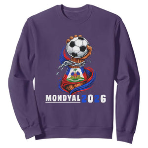 Mondyal 2026 Haiti Freedom Fist Broken Chains Soccer Graphic Sweatshirt Haitian Flag Football Sports Fan TS02 Purple Print Your Wear
