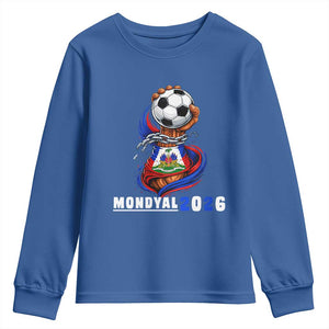 Mondyal 2026 Haiti Freedom Fist Broken Chains Soccer Graphic Youth Sweatshirt Haitian Flag Football Sports Fan TS02 Royal Blue Print Your Wear