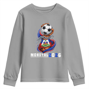 Mondyal 2026 Haiti Freedom Fist Broken Chains Soccer Graphic Youth Sweatshirt Haitian Flag Football Sports Fan TS02 Sport Gray Print Your Wear