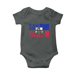Sak Pase Haitian Creole Baby Onesie Haiti Flag Heritage Pride TS02 Dark Heather Print Your Wear