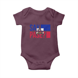 Sak Pase Haitian Creole Baby Onesie Haiti Flag Heritage Pride TS02 Maroon Print Your Wear