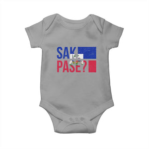 Sak Pase Haitian Creole Baby Onesie Haiti Flag Heritage Pride TS02 Sport Gray Print Your Wear