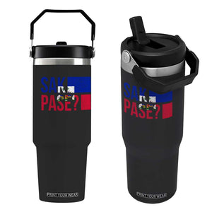 Sak Pase Haitian Creole Flip Straw Tumbler Haiti Flag Heritage Pride TS02 One Size: 30 oz Black Print Your Wear