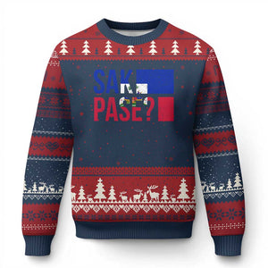 Sak Pase Haitian Creole Ugly Christmas Sweater Haiti Flag Heritage Pride TS02 Navy Red Print Your Wear
