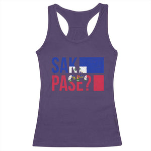 Sak Pase Haitian Creole Racerback Tank Top Haiti Flag Heritage Pride TS02 Purple Print Your Wear