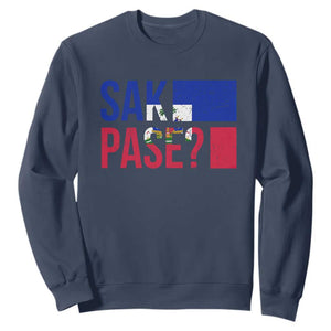 Sak Pase Haitian Creole Sweatshirt Haiti Flag Heritage Pride TS02 Navy Print Your Wear