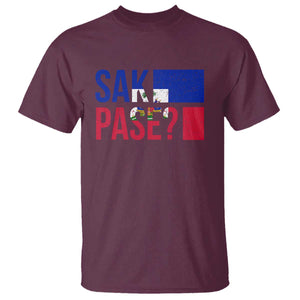Sak Pase Haitian Creole T Shirt Haiti Flag Heritage Pride TS02 Maroon Print Your Wear