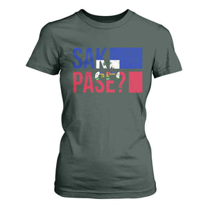 Sak Pase Haitian Creole T Shirt For Women Haiti Flag Heritage Pride TS02 Dark Forest Green Print Your Wear