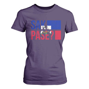 Sak Pase Haitian Creole T Shirt For Women Haiti Flag Heritage Pride TS02 Purple Print Your Wear