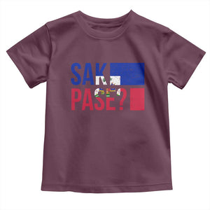 Sak Pase Haitian Creole Toddler T Shirt Haiti Flag Heritage Pride TS02 Maroon Print Your Wear