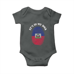 It's In My DNA Haitian Flag Fingerprint Graphic Baby Onesie Haiti Heritage Pride TS02 Dark Heather Print Your Wear
